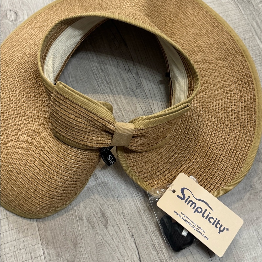 Simplicity Tan Woven Sun Visor Hat